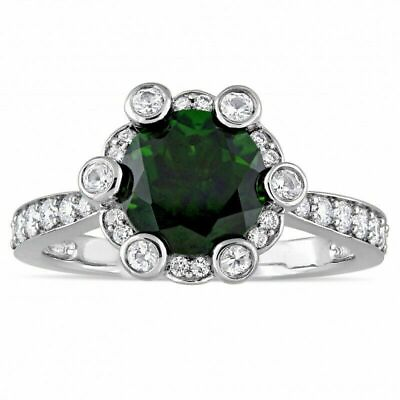 #ad 2.80 CT Round Shape Green amp; White Solitaire Women#x27;s Engagement Ring 925 Silver $90.30