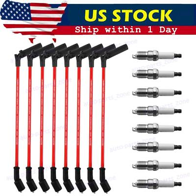 #ad 8PCS 9748RR Wires amp; 41 962 Spark Plugs Set For Chevy GMC Hummer 4.8L 5.3L 6.0L $34.88