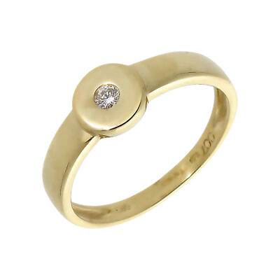 #ad Pre Owned 14ct Yellow Gold Diamond Solitaire Set Dress Ring Size: O½ 14ct gol... GBP 194.35