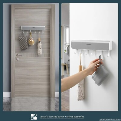 #ad Wall Mounted Storage Rack Storage Box with Hook for Bathroom Door Punch Free $23.09