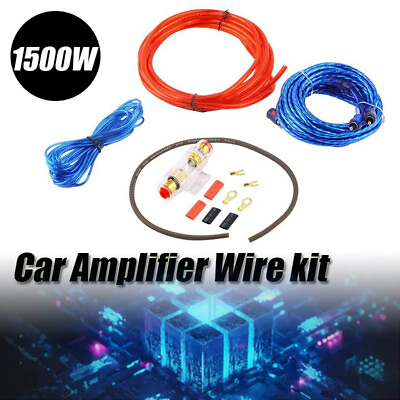 #ad 8 Gauge Amplfier Power Kit for Amp Install Wiring Complete AMP RCA Cable 1500W $10.99