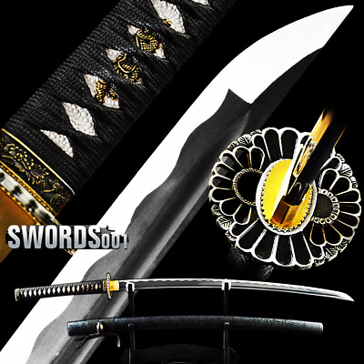 #ad Battle Ready Black Japanese Samurai Katana Sword 1095 Carbon Steel Sharp Blade $213.75