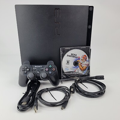 #ad Sony PlayStation 3 Slim Console 160GB Black PS3 W Controller amp; Football Game $96.76
