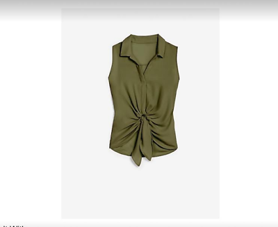 #ad Express Sleeveless Twist Front Top Olive Green New With Tags $21.99