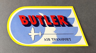 #ad BUTLER AIR TRANSPORT VINTAGE ORIGINAL AIRLINE LUGGAGE BAGGAGE LABEL GUMMED GBP 9.95