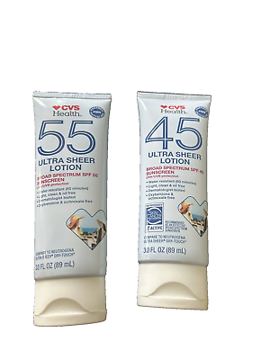 #ad Sunscreen SPF 45 amp; SPF 55 Ultra Sheer Sunscreen Lotions Lot of 2 Water Resistant $9.99