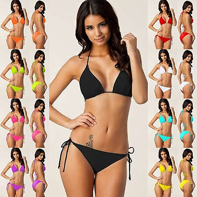 #ad Womens Push Up Bikini Set Bra Strappy Bathing Suit Swimsuit Swimwear Beachwear $14.83
