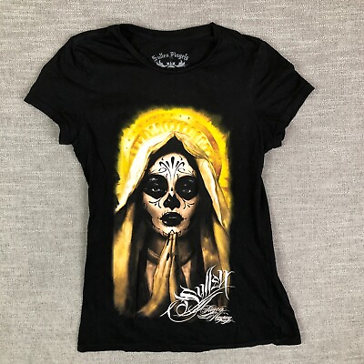 #ad Sullen Angels T Shirt Girls L Black Day of the Dead Beauty Family Love $14.99