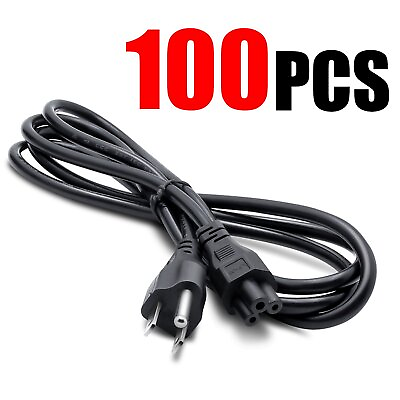 #ad Lot of 100 PC 3 Prong AKA Mickey Mouse AC Power Cord for Laptop PC Printers USA $129.90