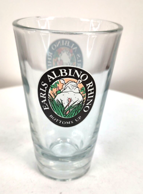 #ad Earls Albino Rhino Bottoms Ale Heavy Weight Pint Beer Glass Retired Brand Rare $23.77