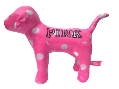 #ad *RARE* VICTORIAS SECRET PINK SHINY POLKA DOT DOG LARGE SIZE 10quot;x13quot; Brand New $19.75