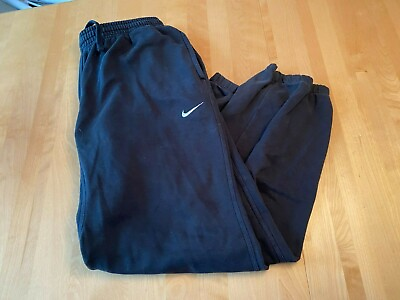 #ad NIKE 80’S BLUE TAG EMBROIDERED CHECK SWOOSH BLACK SWEATS JOGGERS XL $44.99