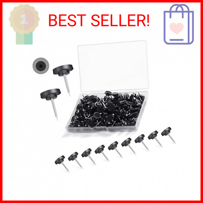 #ad 150 PCS Push Pins Standard Plastic Head Steel Point Black Thumb Tacks for Wall $9.54