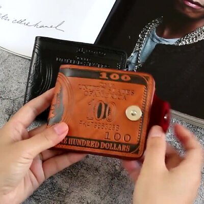 #ad Hot Men US 100 Dollar Bill Leather Bifold Card Photo Holder Wallet Handbag Purse $7.99