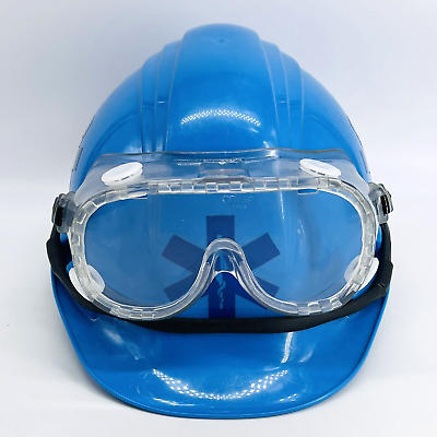 #ad HONEYWELL NORTH BLUE EMS MEDICAL FIRST RESPONDER SAFETY HELMET W GOGGLES PPE $50.00