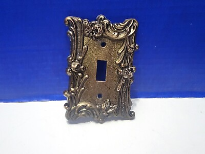 #ad Vintage Metal Light Switch Plate Cover Raised Filigree Roses $20.00