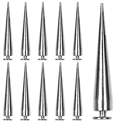 #ad 30PCS 40MM Spike and Studs Silver Cone Spikes Punk Bullet Large Leather $9.29