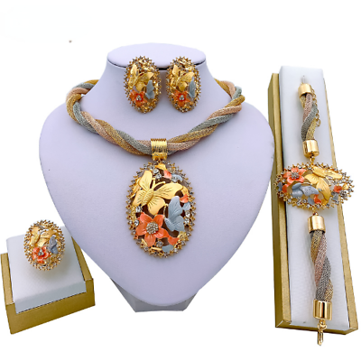 #ad African Necklace Earrings Jewelry Set Wedding Party Bracelet Pendant Jewelry $29.23