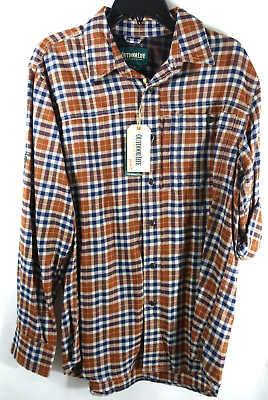 #ad Outdoor Life Performance Flannel Shirt Men Medium Wicking Quick Dry Brown Plaid $14.99