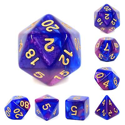 #ad Purple and Blue Blend 7 Dice Set $8.99