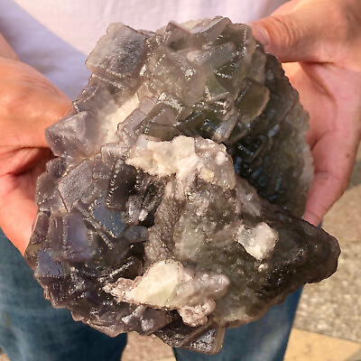#ad 4.57lb Natural cubic Fluorite Crystal Cluster mineral sample healing $155.00