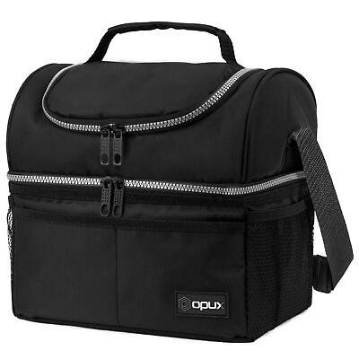 #ad Insulated Lunch Bag For Men Double Deck Soft Cooler Tote Leakproof Lunch Box $17.99