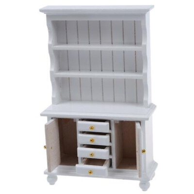 #ad 1 12 Dollhouse Miniature Furniture Multifunction Wood Cabinet Bookcase White;Y5 $9.91