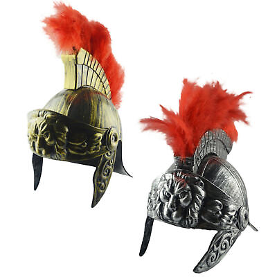 #ad Gladiator Helmet with Red Feather Plume Men#x27;s Retro Knight Warrior Headwear $18.31