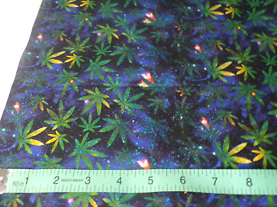 #ad Novelty cotton fabric Cannabis Leaf spaced out weed cotton Fabric by the yard $9.95