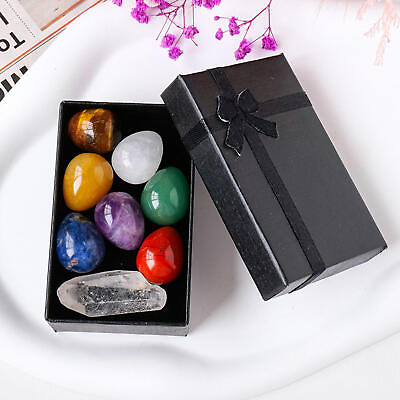 #ad Natural Egg Palm Stone Crystal Massage Healing Gemstone Decor Gift Box $14.30
