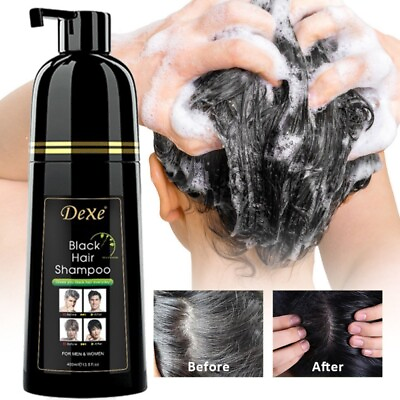 #ad 400ml Black Hair Dye Shampoo 3 in 1 SEMI Permanent 5 Mins Fast Hair Dye Shampoo $15.43