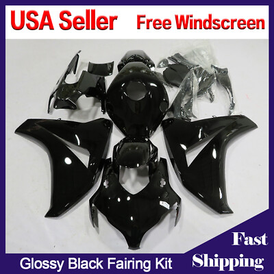 #ad Glossy Black Fairings Kit For Honda CBR1000RR 2008 2011 ABS Injection Body Work $349.01