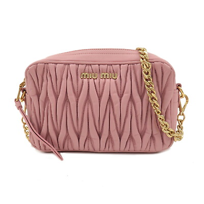 #ad Auth MIU MIU Matelasse Chain Shoulder Bag Pink Leather Used $485.00