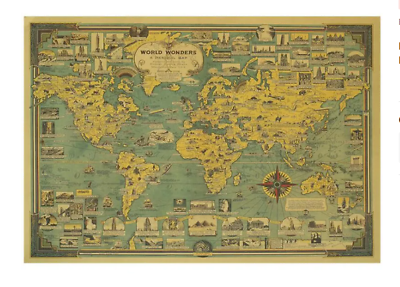 #ad Vintage Large World Map 70cm to 50cm $14.99
