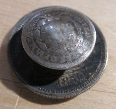 #ad RARE quot;LOVE TOKENquot; CUFFLINK 1858 US Silver Quarter on Half Dime Letter quot;Nquot; $129.00