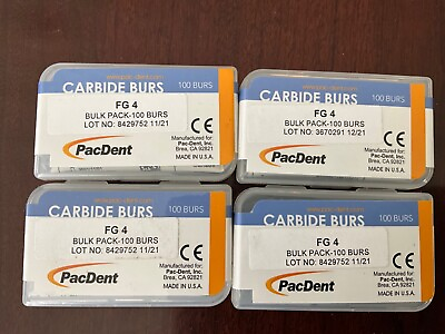 #ad PacDent Dental Carbide Burs Round #4 FG4 Bulk Clinic Pack of 100 $74.99