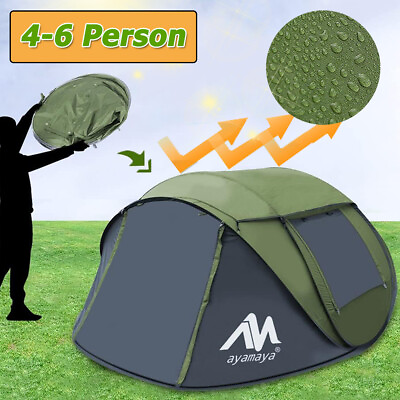 #ad 4 6 Person Instant Pop Up Camping Tent Automatic Outdoor Waterproof Double Layer $149.99