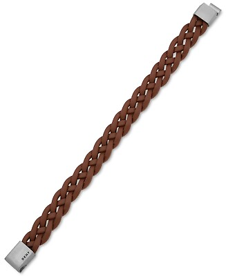 #ad Dkny Braided Leather Bracelet Silver $9.28