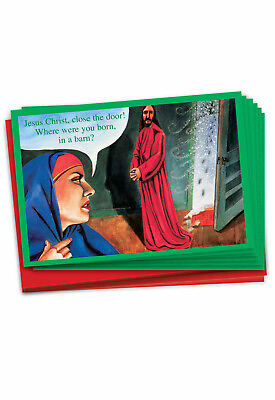 #ad B1382 Pack of of 12 Born In A Barn Inappropriate Christmas Cards Envelopes xmas $21.95