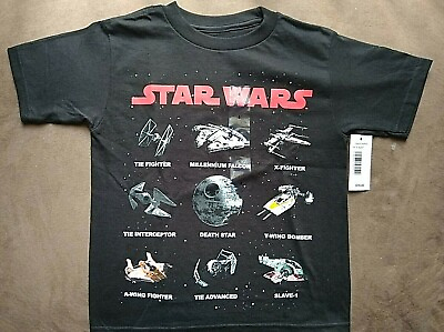 #ad Mad Engine Star Wars Tons of Ships Black Kids T Shirt Size 4 New With Tags $8.49