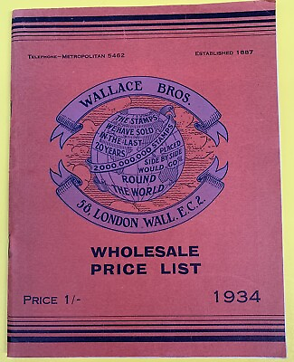 #ad Wallace Bros. London 1934 Illustrated Wholesale Price List 114 Pages $15.00