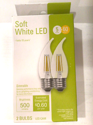 #ad 4 LED 5 = 60 Watt Dimmable Candelabra MEDIUM Base Chandelier CAM Light Bulbs $11.64