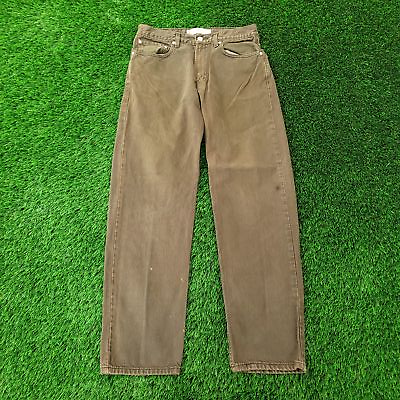 #ad Vintage 2003 LEVIS 550 Relaxed Straight Jeans 32x32 Faded Olive Green Creased $58.88
