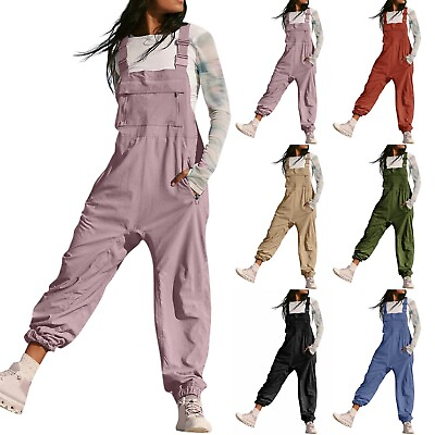 #ad New Free People Movement Women Hot Shot Jumpsuit Playsuit Overalls With Pockets $5.85