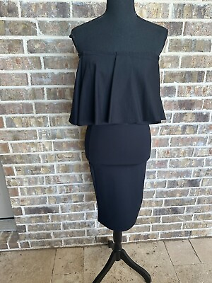 #ad RUE 107 New York Strapless ruffled top size medium bodycon fitted slim cocktail $11.39