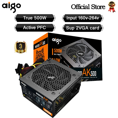 #ad Power Supply 500W ATX Desktop computer Gaming PSU Quiet 120mm RGB Fan $39.15