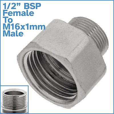 #ad 1 2quot; BSP Female To M16 x 1mm Male Pipe Reducer Fine Thread Nickel Plated Fitting AU $22.95
