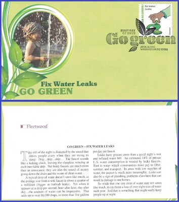 #ad USA5 #4524b U A FLEETWOOD FDC Go Green Fix water leaks $2.51