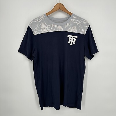 #ad True Religion Shirt Mens Large Blue Short Sleeve Football Crew Neck Tee $12.99