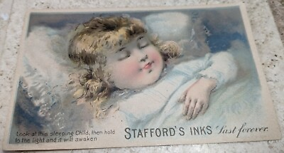 #ad * VERY RARE* VICT. TRADE CARD STAFFORD#x27;S INKS HOLD TO THE LIGHT $135.00